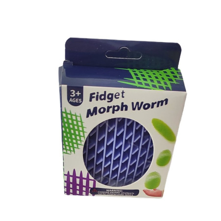 Jucarie Worm Fidget de Decompresie, Cyrax, Anti Stres, Dimensiune Compacta 10 cm, Dimensiune Extinsa 24.5 cm, Mov
