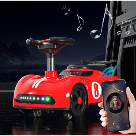 Masina pentru Copii, Cyrax, 1-3 ani, Impingere, Bluetooth, Muzica, din ABS, 4 Roti, Inaltime Sezut 22 cm, Rosu