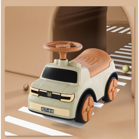 Masinuta Ride-On Cyrax, cu Sistem Anti-Rasturnare, Sistem de Lumini si Muzica, Cutie de Depozitare, 1-6 Ani, 58 x 28 x 37 cm, Maro