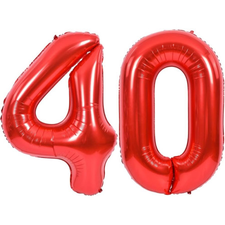 Balon din Folie Metalizata Cyrax, Figurina Cifra, Tema Aniversare 100 cm, Ambalaj Individual, Pai inclus, Umflare cu Aer sau Heliu, Rosu, Cifra 4