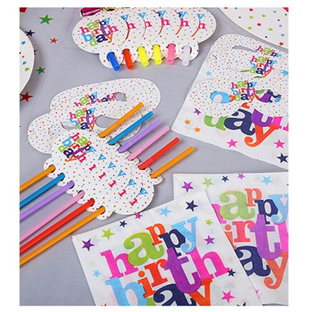 Set 6 Paie, Cyrax, Colectia Happy Birthday, 26 cm, din Carton/Plastic, Multicolor