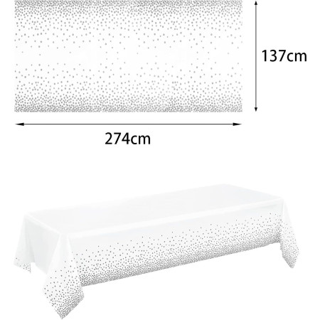 Fata de Masa, Cyrax, din PEVA, Imprimeu Buline, 137 x 274 cm, Impermeabila, Fara Pete, Curatare Rapida, Gri