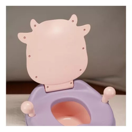 Olita pentru Copii, Cyrax, +1an, Portabila, Model Vacuta, cu Capac, Prietenoasa, Non-Toxic, Compartiment Detasabil, cu Manere, cu 4 Picioare, Usor de Curatat, Roz