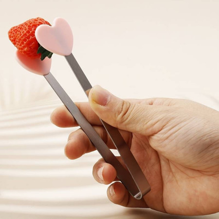 Cleste Creativ pentru Mancare, Cyrax, Model Inimioare din Silicon, 14.5x3 cm, Rezistent la Temperaturi Inalte si Coroziune, Roz