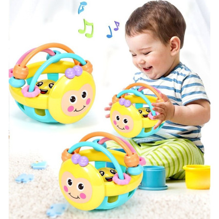 Jucarie Minge pentru Bebelusi, Cyrax, pentru Dentitie, Interactiva, 0-12 Luni, Galben-Multicolor