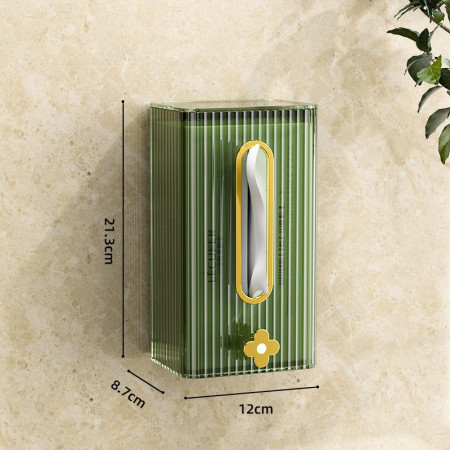 Cutie suport servetele eleganta Cyrax, cu montare pe perete sau dulap, material plastic dur, 21.3 x 8.7 x 12 cm, verde