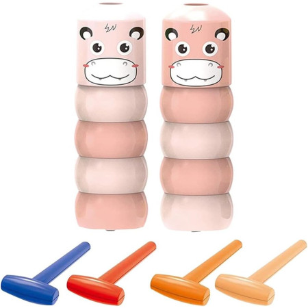 Jucarie Pentru Copii, Cyrax, Hipopotam Indestructibil, 6 Piese Demontabile, +3 Ani, Roz