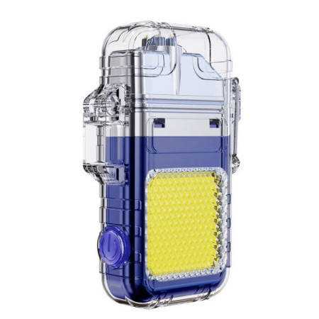 Lanterna Tip Breloc cu Bricheta,  Impermeabila, 3 Moduri Iluminare, 300 mAh, Incarcare USB-C, COB, Raza de Actiune 50 - 100 m, 7.4 x 4.9 x 1.7 cm, Albastru