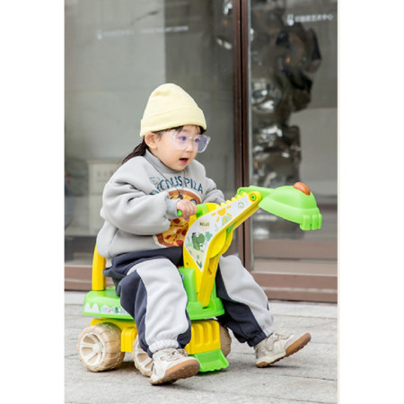 Excavator pentru Copii, Cyrax, 1-3 Ani, Greutate Portanta 30 kg, Muzica si Lumini, Rotatie 360 Grade, 45 x 31 x 35 cm, 4 Roti, Verde