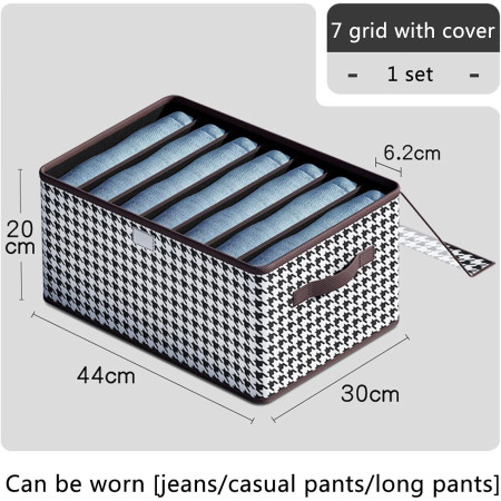 Cutie De Depozitare,  Pentru Haine, Lenjerie, Sosete Si Sutiene, Material Textil, 7 Compartimente, 44x30x20 cm, Culoare Alb-Negru