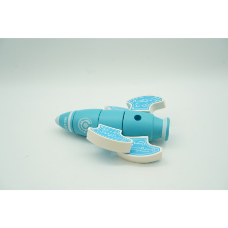 Cyrax Set inteligent de blocuri magnetice pentru copii, 8 piese, cutie depozitare, racheta, albastru