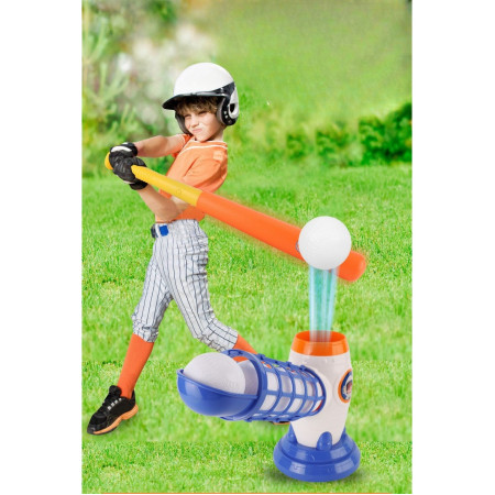 Joc de Baseball Interactiv, Lansator Cyrax, Aruncare prin Buton de Lansare pe Bata, Include Bata si 5 Mingii, 37 x 23 x 16 cm Baza, 59 cm Bata, Multicolor