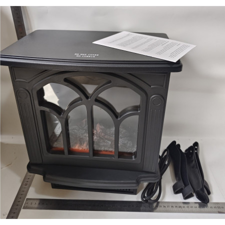 Semineu Electric,  cu Efect Flacara, 1500/1200W, Incalzire PTC, 220 V, din Plastic Ignifug, 38 x 23 x 45 cm, Negru