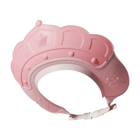 Casca de Dus, Cyrax, Previne Scurgerea Apei si Samponului pe Fata, 0-12 Ani, Ajustabila, din TPE+PP, 20 x 23 cm, Model Coroana, Roz