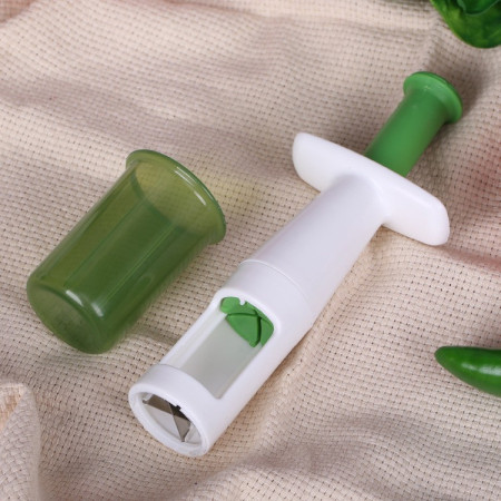 Cutit Feliator pentru Legume si Fructe mici, Cyrax, Feliator pentru Rosii Cherry, Feliator pentru Masline, Ustensila de Feliat Fructe si Legume, 18 x 6,5 cm, Verde