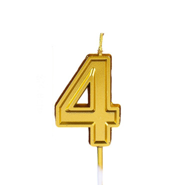 Lumanare pentru Tort Cifra 4, Cyrax, 4.8 cm, Anivesare, Aurie