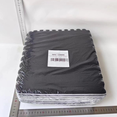 Set 10 Piese Covor tip Puzzle, Cyrax, Spuma EVA, Pufos, 30 x 30 x 1 cm, Negru