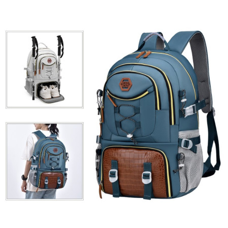 Rucsac Multifunctional pentru Calatorie,  pentru Alpinism, Voiaj, Drumetii, din Panza Oxford, 34x16x52 cm, Albastru Marin