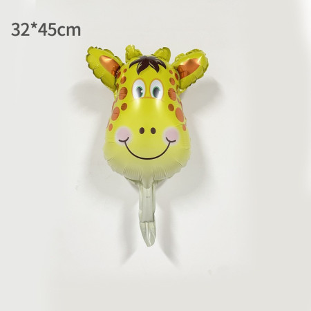 Balon din Folie Metalizata, Cyrax, Mini Figurine Animalute, Model Girafa, Tematica Aniversare, 32x45 cm, Ambalaj Individual, Pai Inclus, Umflare cu Aer sau Heliu, Multicolor