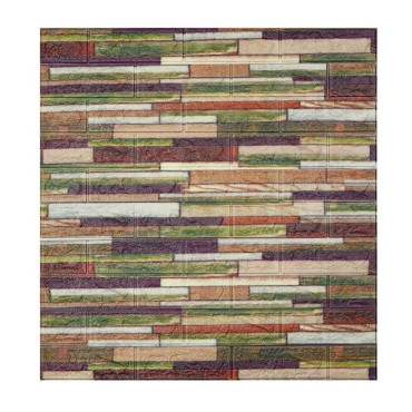 Set 10 Placi Tapet 3D,  70 x 77 cm, Grosime 3 mm, din Polietilena, Model Caramida, Suprafata acoperita 5.3 mp, Caramida Colorata