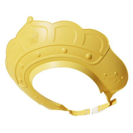 Casca de Dus, Cyrax, Previne Scurgerea Apei si Samponului pe Fata, 0-12 Ani, Ajustabila, din TPE+PP, 20 x 23 cm, Model Coroana, Galben