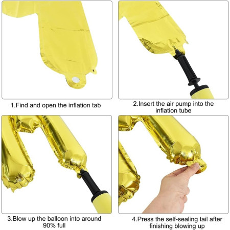 Set Baloane din Folie Metalizata, Cyrax, Model Just Married, Litere de 40 cm, Baloane Party, Ambalaj Individual, Pai, Ata si Adeziv Incluse, Umflare cu Aer sau Heliu, Auriu