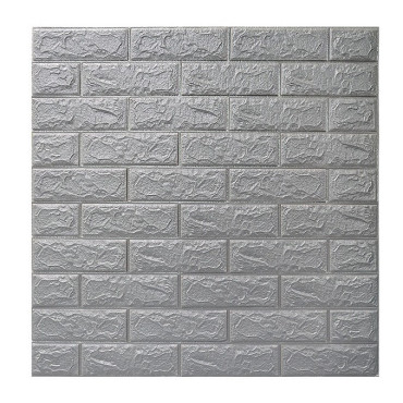 Set 10 Placi de Tapet,  Autoadezive, 70 x 77 cm, 2.5 mm Grosime, Suprafata Acoperita 5.3 mp, din PVC, Model Caramida, Argintiu