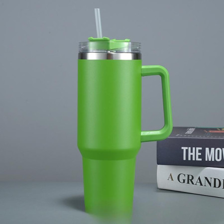 Cana Termos din Plastic, Cyrax, pentru Bauturi Calde si Reci, cu Maner, 9.9x9.9x27 cm, Verde