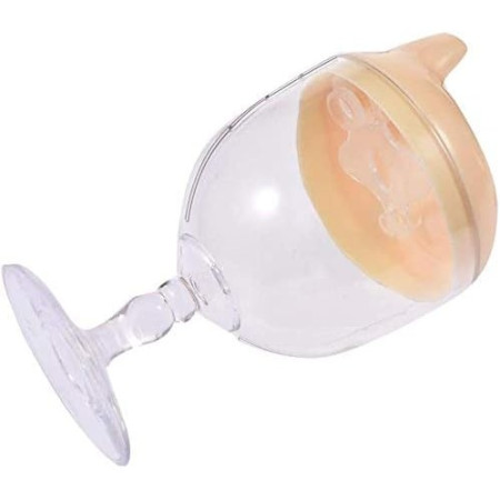 Pahar din Plastic Transparent cu Picior, Cyrax, pentru Copii, 14 x 7.7 cm, cu Cioc Antiscurgere, + 3 Ani, Fara Maner, Galben