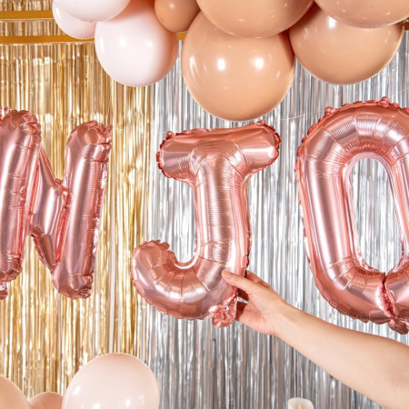 Balon Folie Metalizata Litera J, Cyrax, 40 cm, Umflati cu Heliu sau Aer, Ambalaj Individual, Pai inclus, Rose Gold