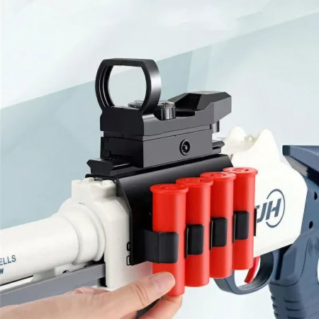 Pusca de Jucarie S686 Ultrarealista, UDL XM1014, Cyrax, Manuala, cu Luneta, 10 de Proiectile din Spuma Moale, 5 Cartuse, 80 cm, 8 ani+, Alb