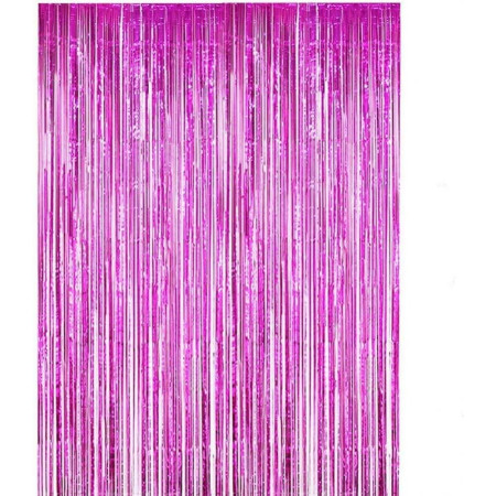 Perdea Franjurata, Cyrax, Model Decor Petrecere, pentru Fundal de Poze, Amenajare Colorata a Petrecerii, Dimensiune 100x200 cm, Roz Inchis