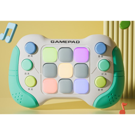 Jucarie Interactiva Cyrax, Tip Consola Pop It, 6 butoane functionale, 5 Moduri de Joc, 600 Niveluri, + 3 ani, Verde/Gri