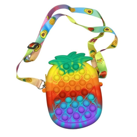 Jucarie antistres din silicon, Cyrax, Pop It Now and Flip It, Geanta mica, Ananas, Multicolor, Model 1