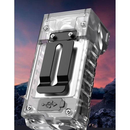 Lanterna UV LED Portabila,  Incarcare USB Tip C, Raza 50 m, 5W, 3 Culori de Lumina, 1200 mAh, 8 x 2 x 4.2 cm, Transparent Fluorescent