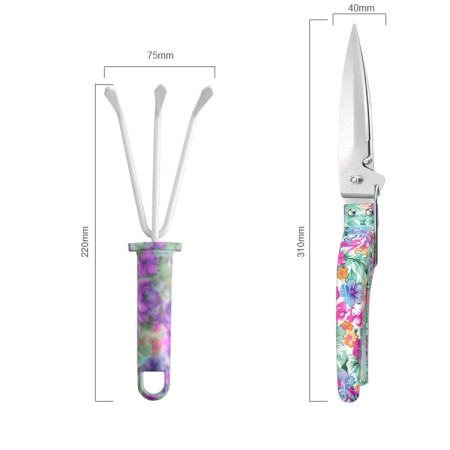 Set 10 accesorii pentru gradinarit  geanta depozitare inclusa, otel inoxidabil, 37 x 28 cm, mov