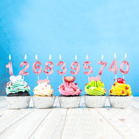 Lumanare Cifra 0, Cyrax, Model Diamond, 5 x 3.4 cm, Roz