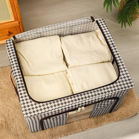 Cutie de Depozitare Pliabila,  Cu fermoar Bidirectional, 24 L, Textil, 40x30x20 cm, Cadru Metalic, o Fereastra, Suport Baza Stabil din Plastic, Design Zebra, Alb Negru