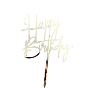 Decoratiune Topper pentru Tort, Cyrax, Model Happy Birthday, Tematica Aniversare, Arginitu, 10 cm