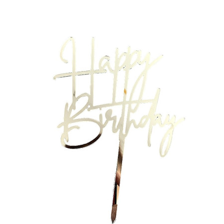 Decoratiune Topper pentru Tort, Cyrax, Model Happy Birthday, Tematica Aniversare, Arginitu, 10 cm