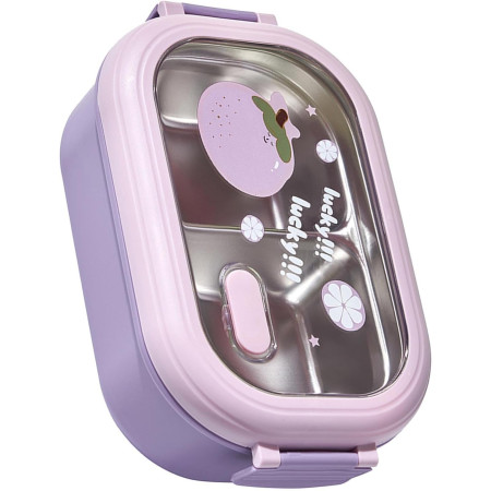 Cutie pentru Pranz sau Gustari, Cyrax, cu Doua Compartimente, pentru Copii si Adulti, Etansare, PP, Perfect pentru Scoala si Birou, 1000 mL, 22.5x14.5x8 cm, Mov