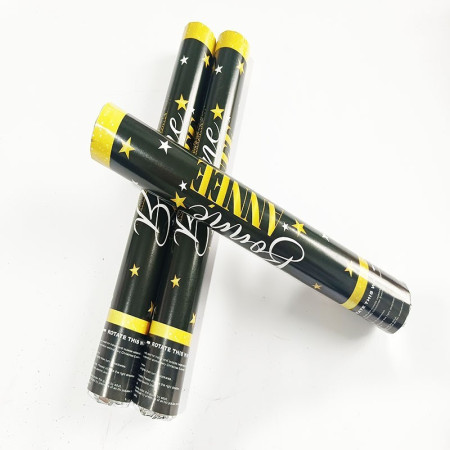 Tub de Confetti, Cyrax, Bonne Annee, 40x5 cm, Confetii Stelute din Aluminiu, Auriu/Argintiu