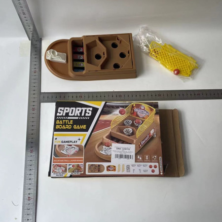 Joc de Masa Mini Baschet Interactiv pentru Copii, Cyrax, 4 Cosuri, 3 Mingi Incluse, 23.5x11.5x14 cm, Maro