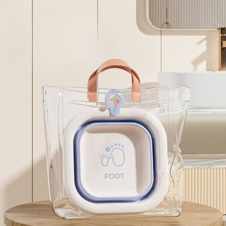 Cada Pliabila pentru Baie pentru Copii, Cyrax, Cadita pentru Bebelusi, Model Patrat pentru Picioare, Albastru, 30x30x3.5 cm, 3.5 L