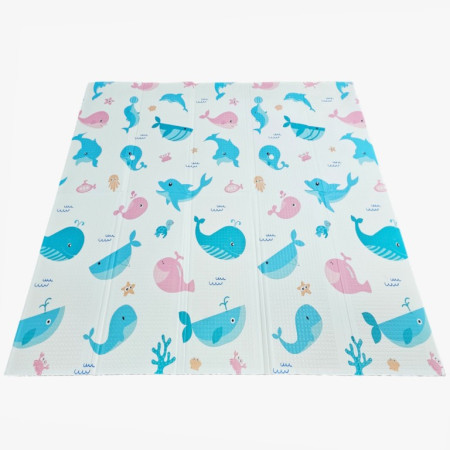 Covoras de Joaca pentru Copii Termic cu 2 Fete, Cyrax, Model Ursuleți si Delfini, cu Spuma, Impermeabil, Antiderapant, 200cm x 180cm x 1cm