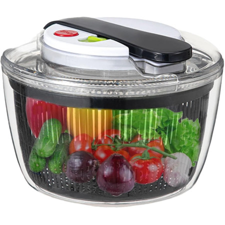 Uscator Manual pentru Salata si Verdeturi, Cyrax, Plastic, 16x15x21 cm, Capacitate 3L, Negru