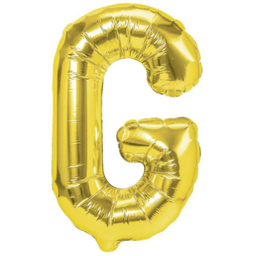 Balon Folie Metalizata Litera G, Cyrax, 40 cm, Umflati cu Heliu sau Aer, Ambalaj Individual, Pai inclus, Auriu