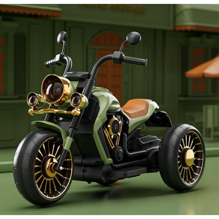 Motocicleta Electrica Cyrax, cu Acumulator,  Bluetooth, Sistem Anti-Rasturnare, Sistem de Lumini si Sunet, 1-8 Ani, 93 x 48 x 63 cm, Verde