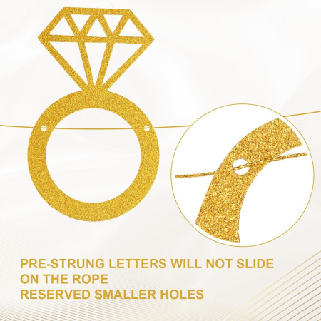 Banner Bride To Be, Cyrax, Dimensiune 30x20 cm, Rola de Ata Inclusa, Tematica Nunta, Decoratiune Party, Auriu