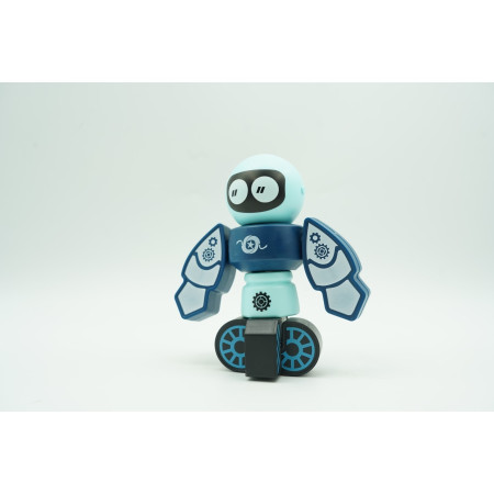 Cyrax Set inteligent de blocuri magnetice pentru copii, 7 piese, cutie depozitare, robotel, albastru